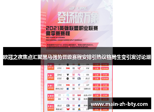 欧冠之夜焦点汇聚黑马强势晋级赛程安排引热议格局生变引发讨论潮